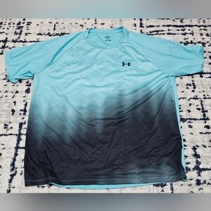 Under Armour Men's Aqua and Black Ombre Tee XL